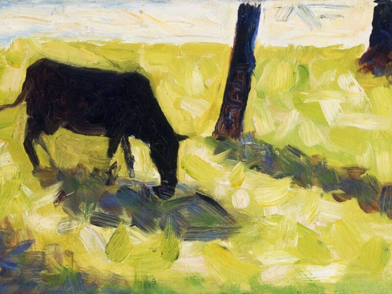 Black Cow in a Meadow (ca. 1881) by Georges Seurat.