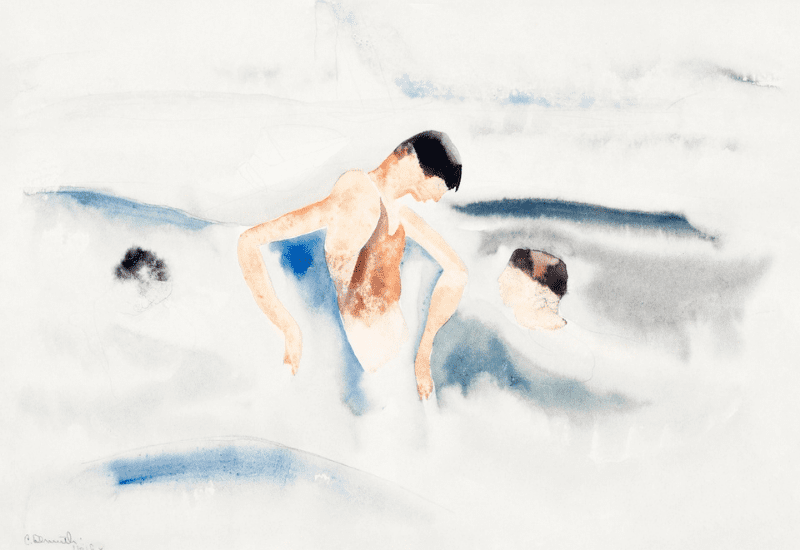 Three Figures in Water (1916) painting in high resolution by Charles Demuth. Original from The Barnes Foundation. Digitally enhanced by rawpixel.
