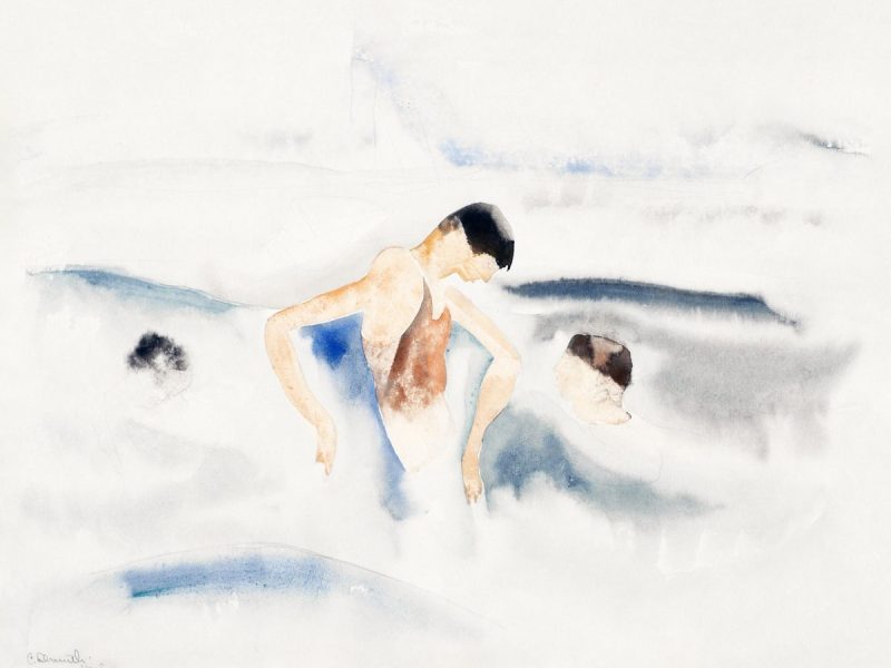 Three Figures in Water (1916) painting in high resolution by Charles Demuth. Original from The Barnes Foundation. Digitally enhanced by rawpixel.
